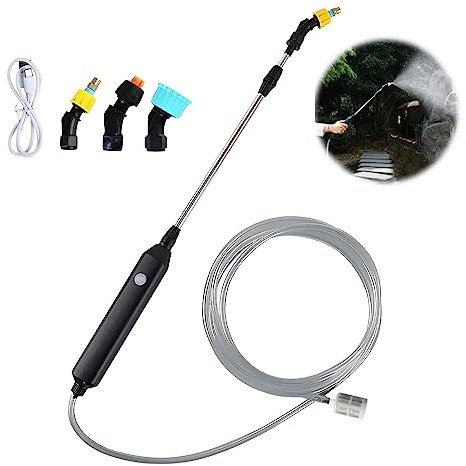 Blumenampel Gießstab Elektrisch Spritzpistole mit langer Stange Gießgerät,Handbrause Gartenbrause Lange 62cm Teleskop Gießstab Gartenspritzpistole Gießlanze Bewässerung Zauberstab Gartenbrause
