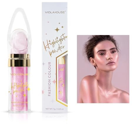VIOLA HOUSE Stick Illuminante in Polvere, Stick di Polvere Viso ad Alto Gloss, Polvere Scintillante per Trucco da Festa Festival su Viso, Mani, Corpo, Braccia, Clavicole. 7g/0.25oz... (Pink)