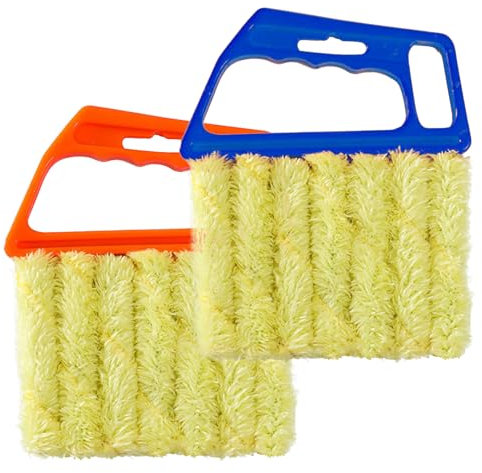 2Pcs Venetian Blind Cleaner,Window Blind Duster Brush Cleaner Tools with 6 Microfibre Sleeves,Washable Window Shutter Cleaner Tool for Venetian Blinds Air Conditioner Car AC Vent And So On(2 colour)