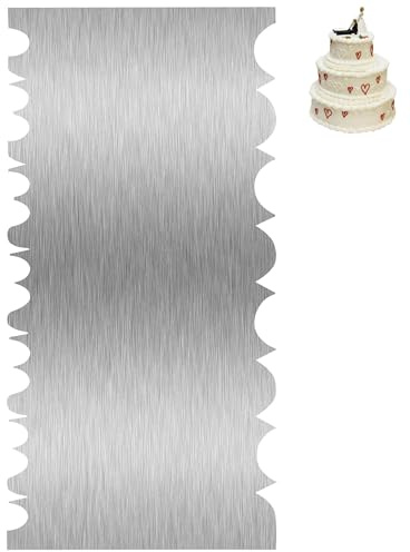QUJUFIND Cake Scraper Smoother Cake Decorating Supplies Kit 8.6 Inch Metal Bench Scraper for Baking Buttercream Smoother Stainless Steel Frosting Cake Comb Edge Side Jagged Comb for Cream Cake-3