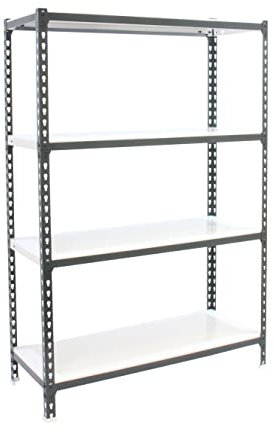 PROREGAL Schwerlastregal MID Metal Shark | HxBxT 150x80x40cm | Fachlast 180kg | Anthrazit-Weiß | Regal Standregal Werkstattregal Lagerregal Kellerregal