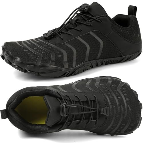 Zapatillas Minimalistas Barefoot Hombre Mujer Zapatos Descalzos Zero Drop Zapatillas de Trail Running Ligeras Cómodas Zapatos de Agua Gym Playa Deportes Senderismo Transpirable Yoga(Negro 44EU)