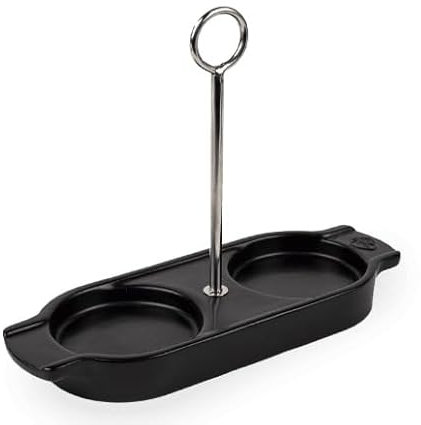 PEUGEOT - Keramik-Tablett mit Griff für zwei Mühlen - Maße: 21,2 cm x 16 cm - Französisches Know-how - Satinschwarz