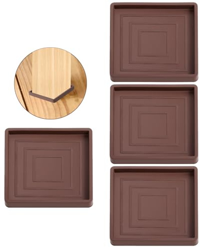 Lot de 4 patins carrés en caoutchouc antidérapants pour roulettes de meubles, dessous de verre pour sols en bois dur, protection de pieds de chaise pour lit, armoire, canapé, chaise, table, piano