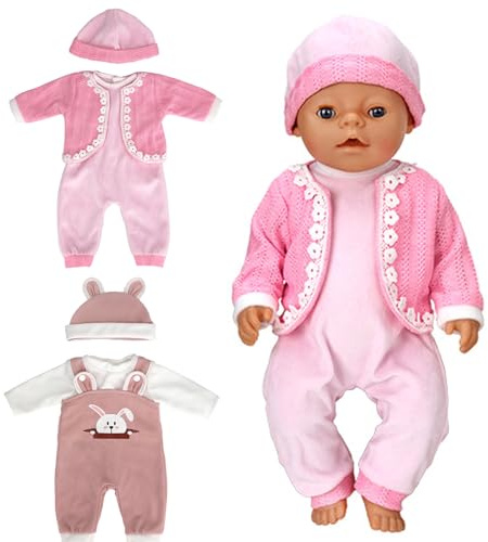 TYXHXTF Ropa para Muñecas Bebés 45 cm, Conjunto de Ropa de Muñeca, Accesorios para Muñeca (Rosa)