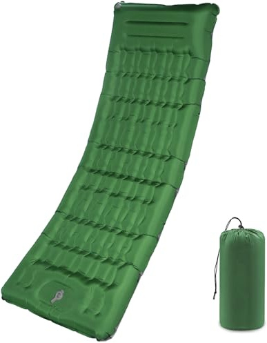 SHANNA Camping Sleeping Pad with Pillow: Extra Thick 4.7 Inch Ultra-Light Self Inflating Air Mattress, Lightweight Compact Inflatable Sleep Mat for Backpacking, Hiking, Tent (Olive Green)