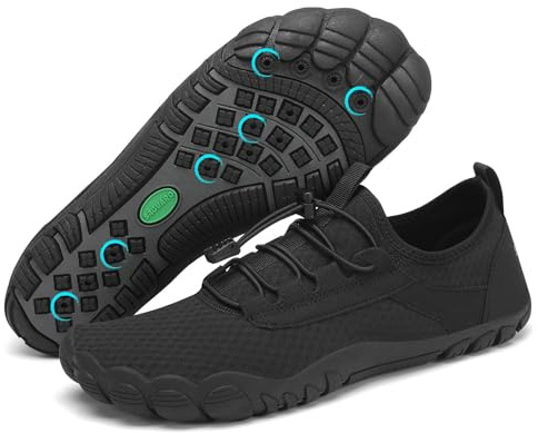 SAGUARO Badskor dam aquaskor herr slip-on andas snabbtorkande vattenskor utomhus sommar unisex, Kolsvart, 39 EU