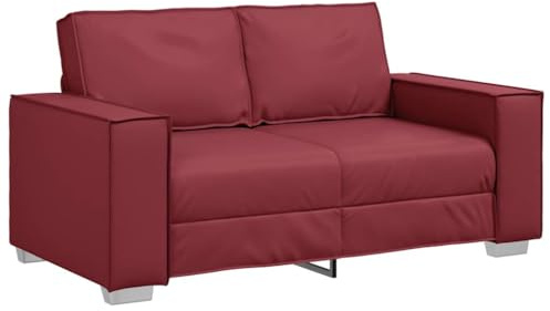 vidaXL Sofá de Dos plazas Rojo Vino 160 cm Cuero sintético | Rojo vino elegante que ilumina el lugar, Hecho de cuero sintético para mayor comodidad, Aspecto moderno con líneas limpias