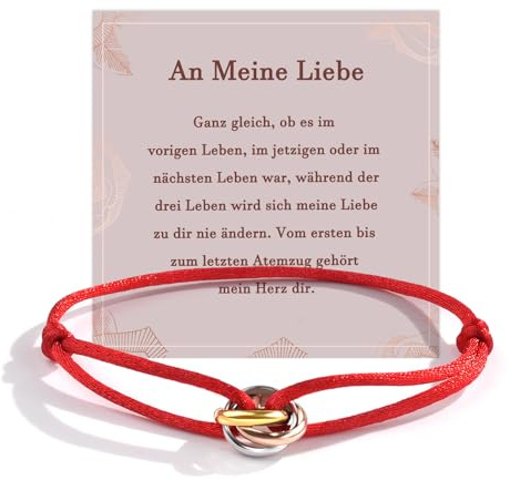 QianSiLi Pärchen Geschenke,Couple Armband Freundin,Damen Armband Herren,Hochzeitstag Geschenke Für Männer Schmuck,Ehemann Geschenk Freundin Geburtstag,Tibetisches Glücksarmband Rot (Rot)
