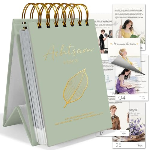 BIROYAL Achtsamkeitskalender 2027 Tischkalender - 366 Tage Achtsamkeit, Spiralbindung, Perfekt als Muttertagsgeschenk für Büro & Zuhause