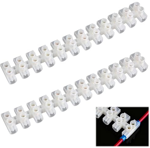 2 Pack 30A Electrical Connectors 12 Way, Terminal Block Strips, 400V Electric Wire Connector Block for Wiring Cable, Durable Electrical Wire Connectors for Home, Commercial Industrial Use