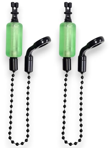 TJR Tackle 2 x Pro Ace III Bite Indicators Bobbins Short 15cm Chain For Fishing Bite Alarms 6 Translucent colour options (Translucent Green)