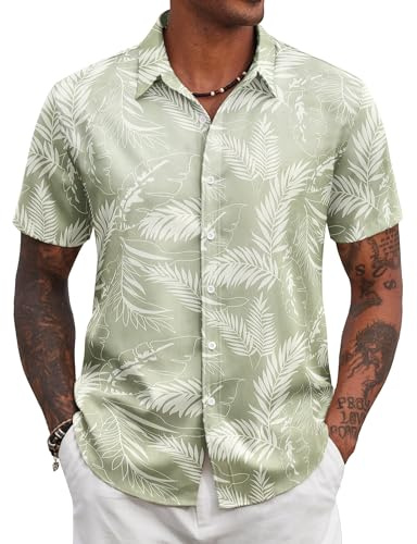 COOFANDY Chemise Homme Hawaienne Ete Plage Chemise Manches Courtes Chemises a Fleur