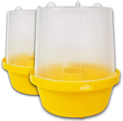 Entopest 2 x Hanging Wasp Trap Pot Kit - Professional Control & Monitoring of Problem Wasps for Perimeter Garden Outdoor External Use