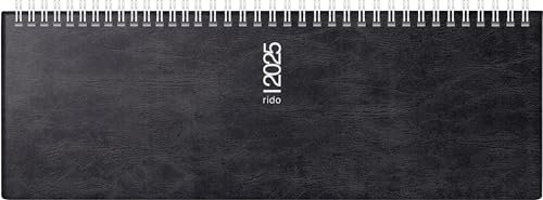 rido/idé Querterminbuch Modell septant (2025), 2 Seiten = 1 Woche, 305 × 105 mm, 128 Seiten, Schaumfolien-Einband Catana, schwarz