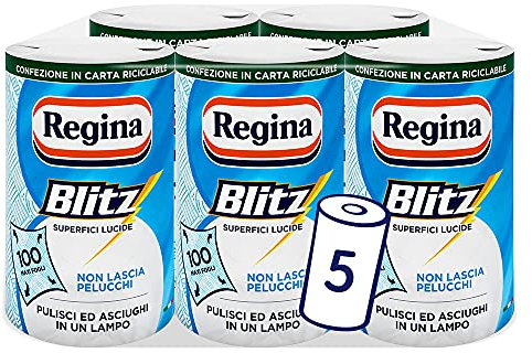 Regina Blitz Casa Paper Maxi-3-lagiges Papier, recycelbar, sauber und trocken, 100% FSC-zertifiziertes Papier, 5 Rollen à 500 Blatt