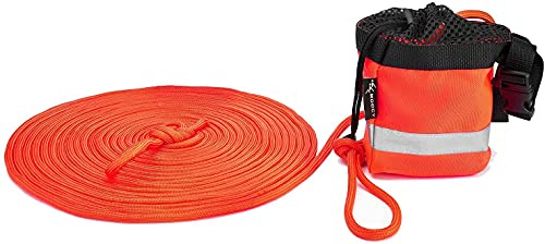MOPHOEXII Water Rescue Throw Rope Bag with 50/100 feet of 5/16 Floating Life Line and Integrated Whistle Clip for Kayaking, Boating and Rafting, High Visibility Safety Boating Equipment(Orange, 50)