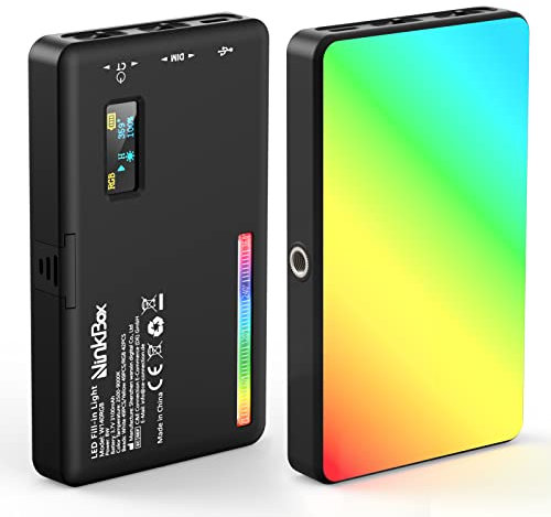 NinkBox Luz LED Cámara de Relleno RGB Vídeo 140 LED Regulables superluminosos 2500K-9000K, CRI 95+, lámpara fotográfica portátil para videocámaras DSLR, fotografía