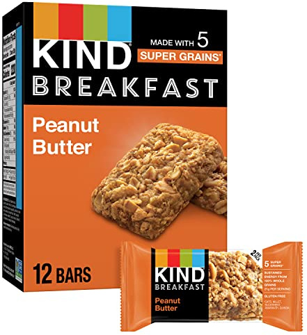 KIND Breakfast, Healthy Snack Bar, Peanut Butter, Gluten Free Breakfast Bars, 100% Whole Grains, 1.76 OZ Packs (6 Count)