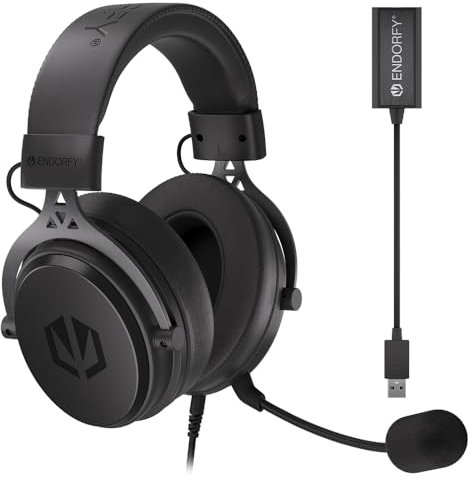 ENDORFY VIRO Plus USB, Gaming Over-Ear-Kopfhörer, Abnehmbares Mikrofon, USB 7.1-Soundkarte, Austauschbare Stoffohrpolster, Abnehmbares Kabel, 53 mm Treiber, EY1A001