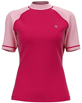 HDTIYUYP UV Shirt Damen Kurzarm - Wasser Schwimmen Tshirt Rashguard Frauen Badeshirt Surf Shirt Schnelltrocknende Strand Shirt Wet Top Kirsche XL