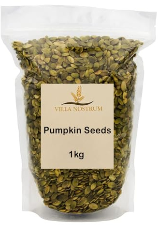 Pumpkin Seeds 1kg by Villa Nostrum - Raw, Whole Pumpkin Seeds - Ready-to-Enjoy Snack, High Fibre, A Wholesome Snacking and Culinary Delight, Rich in Protein