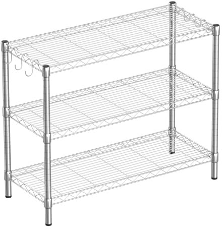 Guan River 3-Shelf Adjustable Metal Wire Shelving,Chrome,36L x 14W x 30H
