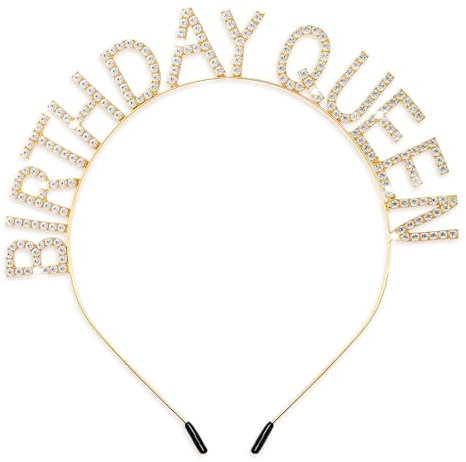 Qianyu Geburtstagskrone, Happy Birthday Tiara Geburtstag Glitzer Strass Stirnband Gold Geburtstagskönigin Haarband Mädchen Kopfschmuck Haarschmuck Dekorationen für Frauen und Mädchen Karneval