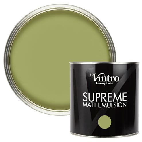 Vintro | Green Luxury Matt Emulsion | Smooth Chalky Finish | Multi Surface Paint | for Walls, Ceilings, Wood and Metal 2.5L (Green - Sage, 2.5 Litres)