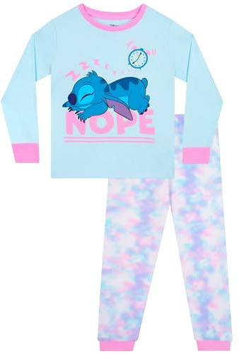 Disney Pyjamas Stitch pour Filles Ensembles de Pyjamas Lilo et Stitch pour Filles | Vêtements de Nuit d'hiver pour Enfants | Bleu 7-8 Ans