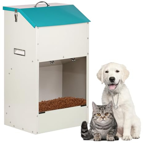 Alimentatore Automatico per Grossi Cani da 50 lbs, Alimentatore Automatico per Esterno, Distributore di Cibo per Grossi Cani, Alimentatore a Gravità Galvanizzato di Grande Capacità