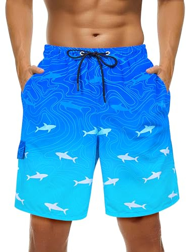 OlyPegic Mens Swim Trunks 9 Inch Quick Dry Board Shorts Mens Bathing Suit Beach Swimwear Mesh Lining with Zipper Pock