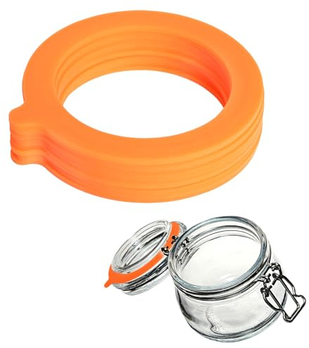 Paquete de 12 Sellos de Repuesto de Silicona Fresh Keeper de 70 x 95 mm, Sellos Herméticos para Frascos de Almacenamiento de Alimentos, Recipientes de Vidrio y Anillos de Goma Fresh Keeper (Naranja)