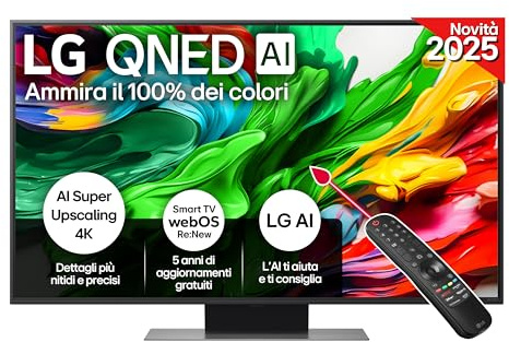 LG QNED evo AI QNED86 TV 50 pollici, Smart TV 4K, Processore α7 Gen8, Dynamic QNED Color, Local Dimming, webOS con AI e telecomando puntatore AI, Gaming con VRR 4K@60Hz, 50QNED86A6C 2025