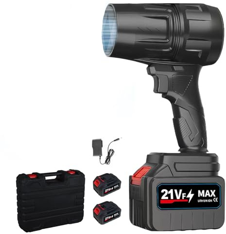 WoskjXas Soplador Coche Turbojet Soplador de Aire 21V Soplador Inalámbrico Air Force con Cargador & 2 Batería Mini Soplador Portatil Pequeño Potente Turbo Jet Blower para Polvo Nieve Hoja