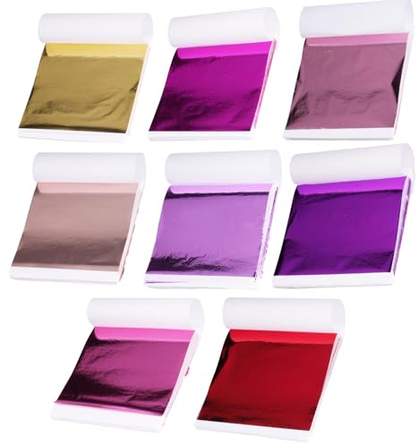 WakiHong 400 Hojas Papel Dorado Imitación Oro Multicolor 8 Colores Imitación Lámina de Oro Hojas Pan de Oro Imitación 8.5×9.5cm para Dorado,Pintura, Arte de Uñas,Decoración de Muebles y Bricolaje