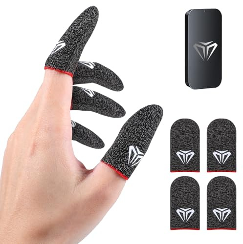 Qianyu Lot de 4/6 manchons pour doigts de jeu - Respirantes - Résistantes à la transpiration - Particulièrement confortables et stables - Écran tactile parfait - Convient pour tous les jeux (4)