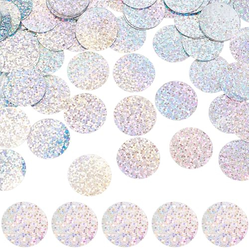 GORGECRAFT 500 st runda platta paljetter, 25 mm silverpaljetter med övre sidohål, perfekt för sömnad, julsmycken, bröllop, klädörhängen, broderi