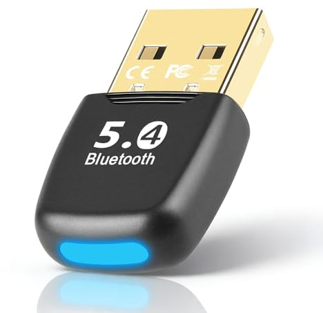 Dongle Bluetooth 5.4 USB para PC – Adaptador Low Latency Plug & Play, Compatible con Windows 7/8.1/10/11, Ideal para Ordenadores de Escritorio, Portátiles, Ratones, Teclados y Auriculares