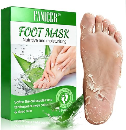 2 Paia Maschera Piedi Esfoliante, Maschera Peeling Piedi, Foot Peel Mask, Calzini Pedicure Peel Off, Rimozione Della Pelle Morta e Calli, Cura e Scrub Piedis, Effetto Idratante(Aloe Vera)