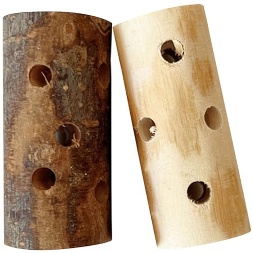 Garneck Juguetes Masticables Colgantes para Pequeños Roedores como Conejillos de Indias y Chinchillas, 2 Palos de Madera para Mordisquear y Cuidado Dental