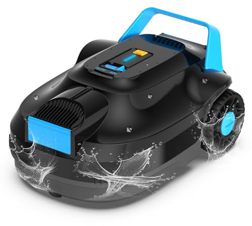 BOTLUXE Poolroboter, Kabelloser Poolsauger Akku 5000 mAh, 120 Minuten Reinigungszeit, Automatische Reinigung mit Selbsteinparkfunktion, 6057 LPH Leistungsstarker Poolsauger für Pools 80 m², PC01