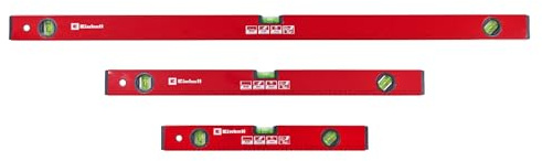 Einhell lot de 3 niveaux à bulle | 40 / 60 / 100 cm | 3 fioles | surface de mesure rectifiée | précision ±0,5 mm/m | profilé en aluminium | embouts antichocs