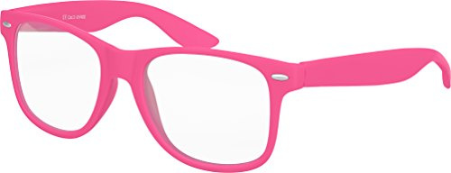 Balinco Nerd Sonnenbrille mit Klarglas matte Rubber Retro Vintage Unisex Brille mit Federscharnier (Pink)