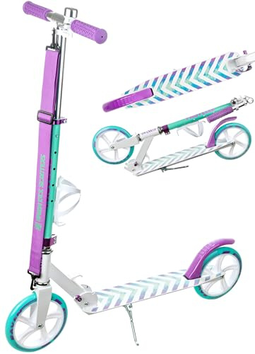 RAVEN – stuntscooter, sparkcykel – sparkcykel för barn och vuxna – hopfällbar, höjdjusterbar, bärrem, ringklocka, flaskhållare – Pastelle White/Mint utan Handbroms, 200 mm