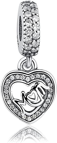 MariaFonte Charm Anhänger Neu 2025 Herzform Aufschrift Mama Geburstag Jubiläum Original Angebot Perlen Armband Silber 925 Günstig Herz Familie Frau Kompatibel Glücksbringer Weihnachten Hochzeitstag