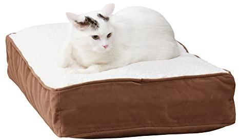 Happy Hounds Willow Rectangle Reversible Sherpa Pillow Cat Bed, Latte