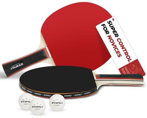 ZTTENLLY Ping Pong paddlar set med 2 med bollar och förvaringsfodral | bättre kontroll | klibbigt inverterat gummi | bordtennispaddlar set för inomhus- och utomhusspel