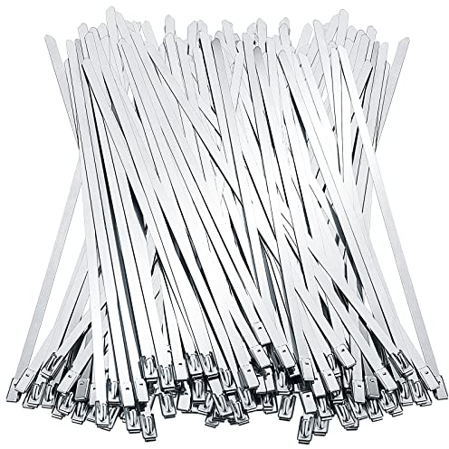Buntband set 80 stycken 4,6 x 200 mm rostfritt stål plåtremsor UV värme och köldbeständigt buntband metall stor stark axelmanschett klämmor