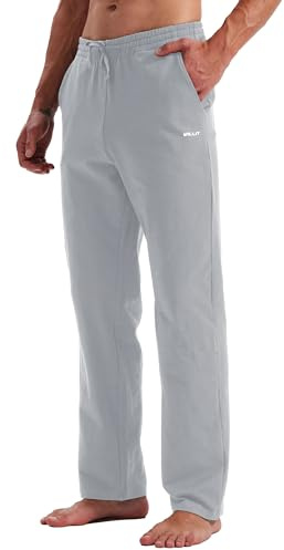 WILLIT Pantalones de chándal para hombre, de algodón, pantalones de deporte, largos, para el tiempo libre, fitness, yoga, sudadera, lounge para hombre, con bolsillos, gris, M